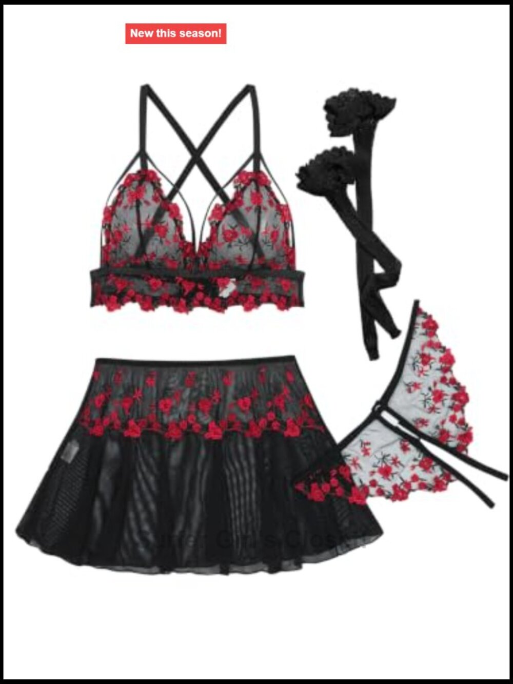 Sexy 3-Piece Lingerie Set: Mini Skirt Lace Thong & Bralette - Picture 7 of 7